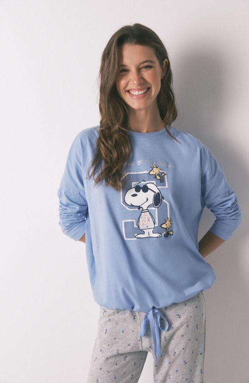 Pijama largo algodón Snoopy azul