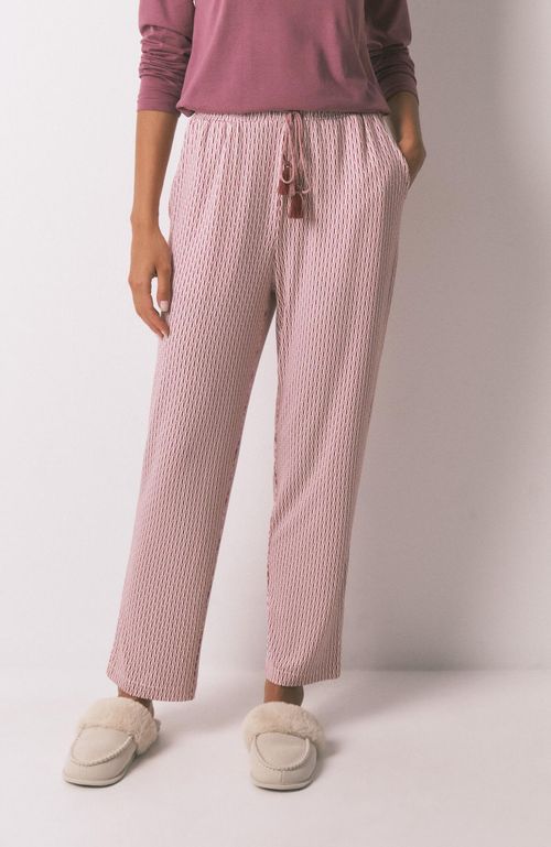 Pantalón largo carrot punto suave rosa
